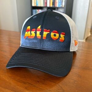 Houston Astros Retro Tequila Sunrise Women’s Trucker Snapback Hat New Era 9FORTY